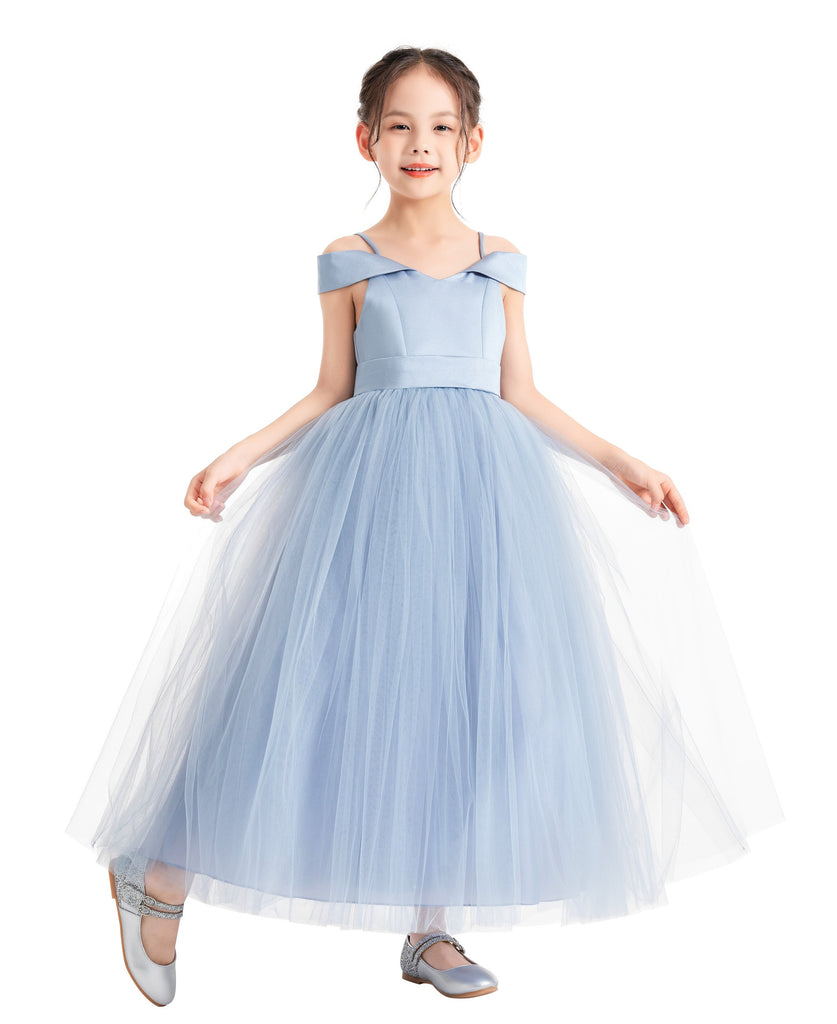 Off The Shoulder Satin Flower Girl Dress Junior Bridesmaid Gown 422 | Ekidsbridal Off The Shoulder Satin Flower Girl Dress Junior Bridesmaid Gown 422 | Ekidsbridal