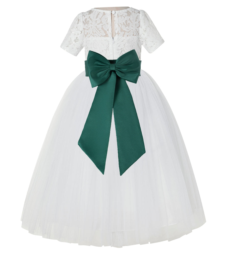 Ivory Floral Lace Flower Girl Dress w/ Sleeves Pageant Dresses LG2T(2) | Ekidsbridal Ivory Floral Lace Flower Girl Dress w/ Sleeves Pageant Dresses LG2T(2) | Ekidsbridal