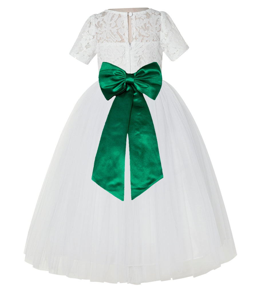 Ivory Floral Lace Flower Girl Dress w/ Sleeves Pageant Dresses LG2T(2) | Ekidsbridal Ivory Floral Lace Flower Girl Dress w/ Sleeves Pageant Dresses LG2T(2) | Ekidsbridal