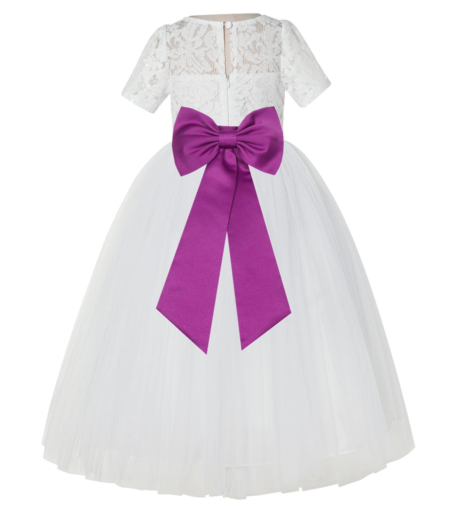 Ivory Floral Lace Flower Girl Dress w/ Sleeves Pageant Dresses LG2T(2) | Ekidsbridal Ivory Floral Lace Flower Girl Dress w/ Sleeves Pageant Dresses LG2T(2) | Ekidsbridal